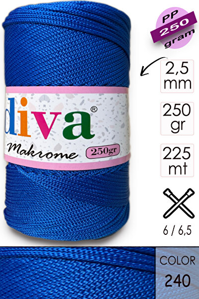 Diva İplik Поліп Макроме 250 г 240 Saks Mavi