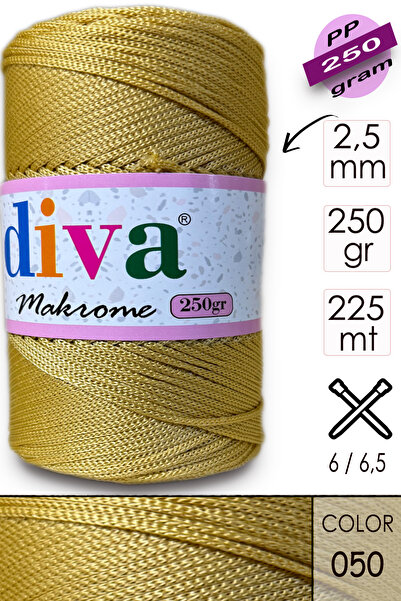 Diva İplik Polip Makrame 250 gr 50 Zlato
