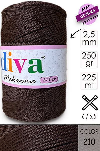 Diva İplik Поліп Макроме 250 г 210 Темно-коричневий