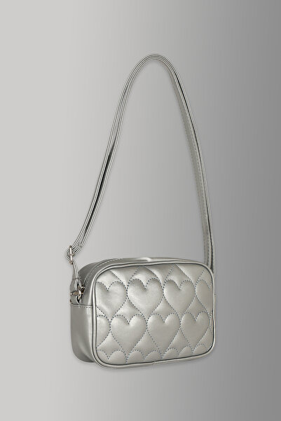 ICONE BAG Geantă gri de umăr pentru copii - Icone cu detaliu matlasat inimă