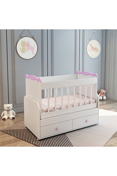 Patiko Furniture Sahra 850 2 Çekmeceli Beşik (60X120) Pembe