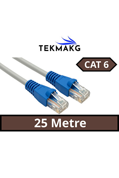 TEKMAKG Cat 6 Güçlendirilmiş Ethernet Kablosu - 25 METRE - 5 Yıl Garanti