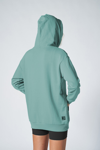 bilcee Women's Blue Hooded Kangaroo Pocket Cotton Sports Plain Sweatshirt 8785