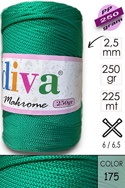 Diva İplik Поліп Макроме 250 г 175 Смарагдово-зелений