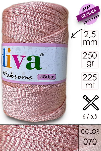 Diva İplik Polip Makrame 250 GR 70 Tamni prah