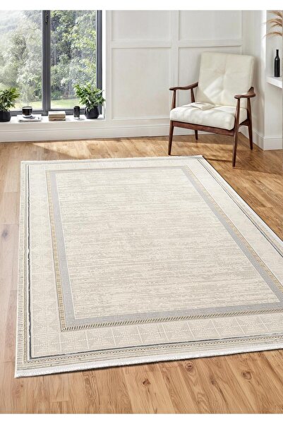 Cotto Home Sılva SL100A Krem Halı Modern Desen Antialerjik Pamuk Taban Salon Halısı Yatak Odası Mutfak Koridor