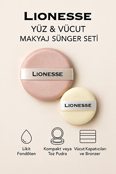 Lionesse Profesyonel Makyaj Süngeri Seti – Yüz & Vücut Kullanımına Uygun