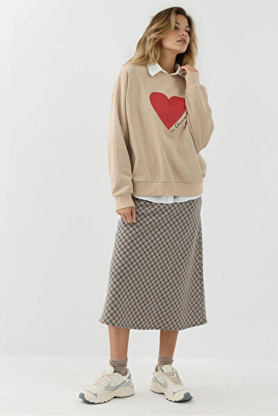Hiccup Zippered Midi A-Line Plaid Skirt