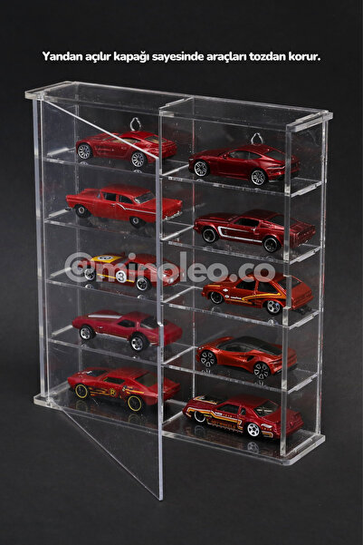 Minoleo 10'Lu Pleksi Kapaklı Model Araç Diecast Araba Sergileme Rafı