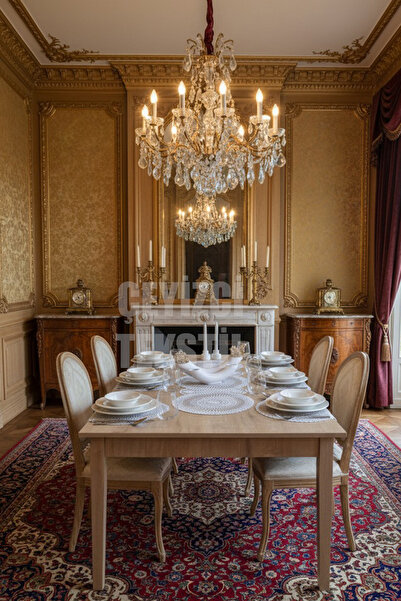 Çt Çeyizci Tekstil 1 Runner 6 Supla American Coffee Food Serving Set - Table Cloth and Presentation Set