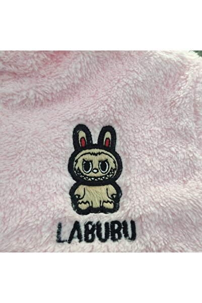 Uğur bebe Labubu Patterned Girls' Wellsoft Plush Hooded Cardigan with Pockets – Soft and Warm