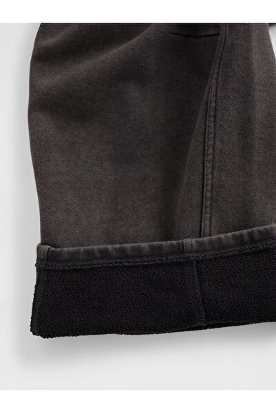GAP Kadın Siyah Heavyweight Fransız Havlu Kumaş Barrel Pantolon