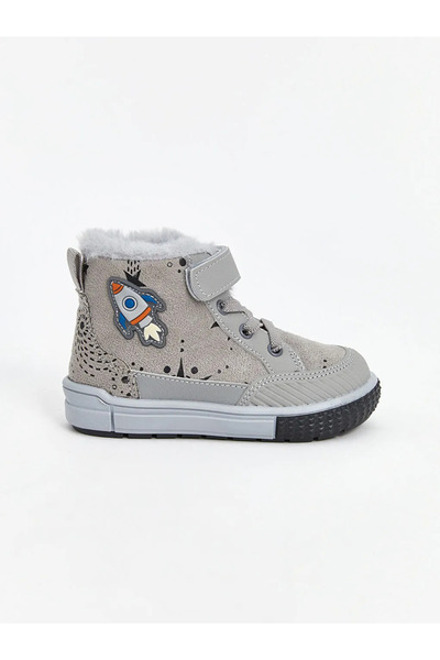 LC Waikiki Lcw Steps Gray Lace-Up and Velcro Baby Boy Sneakers