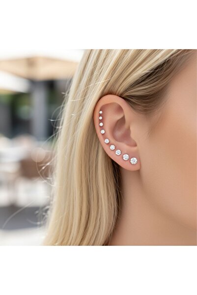 POKAK Allergy-Free Cubic Single Stone Zircon Taurus Virgo Lobe Impuria Steel Earrings-4 mm