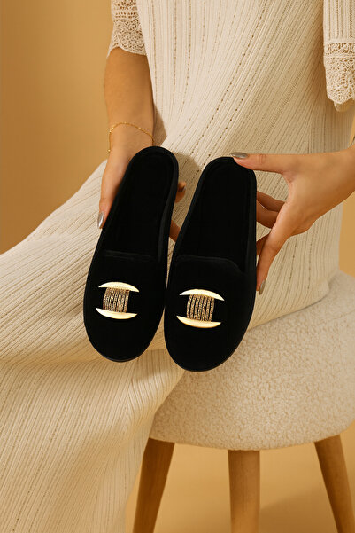 AGACE Furry, Hairy, Closed-Front, Bohemian Style, Dowry-Style Women's Winter House Slippers