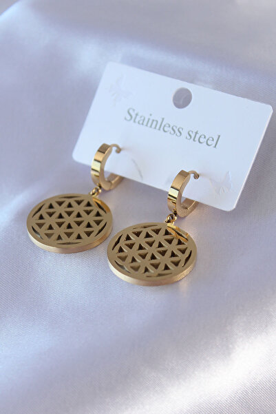 Mustran 316L الصلب لون الذهب لوتس نموذج المرأة الأقراط