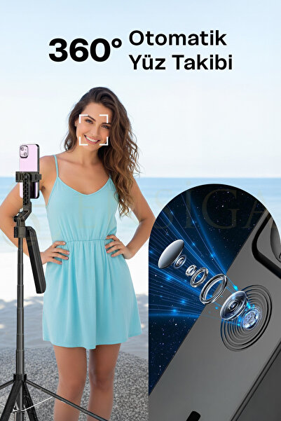EN SİGA Yüz Oto Takip Sistemli Çok Amaçlı Bluetooth Kumandalı Akıllı Tripod + Selfie Çubuğu 180cm