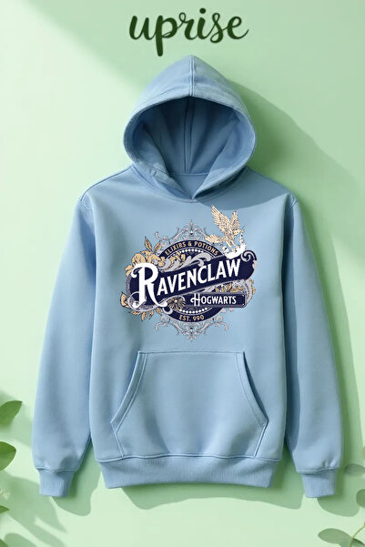 Vordevia Hanorac supradimensionat Hogwarts cu design de construcție imprimat, din bumbac cu 3 fire