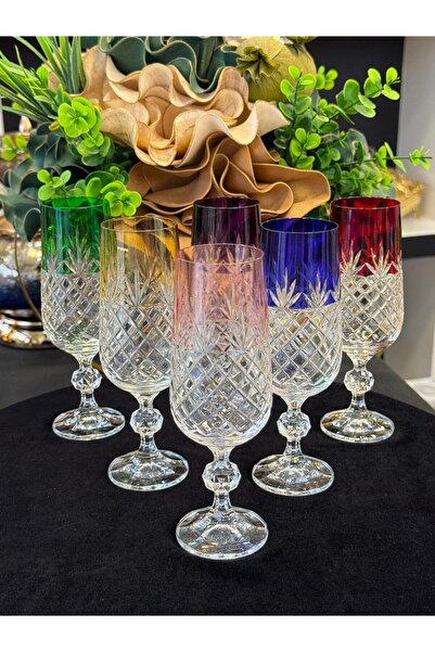 LOKMAN ZÜCCACİYE BOHEMİA KRİSTAL YENİ MODEL RENKLİ EL KESMESİ KAHVE YANI SU B...