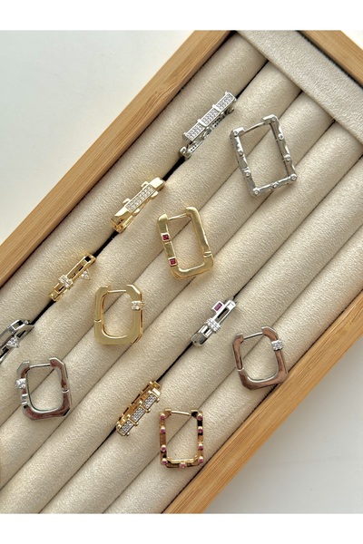 YOUES JEWELRY 316l Çelik 14 K Renk MİX Lüx Çift Renk Gold Silver VIP Seri Premium Kadın Küpe Minimal Küpe