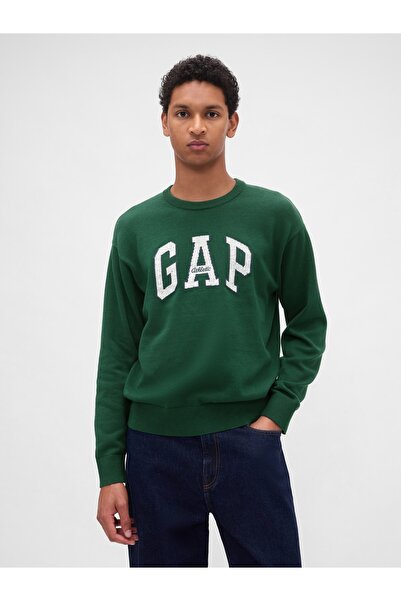 GAP Erkek Yeşil Relaxed Logo Intarsia Sweat