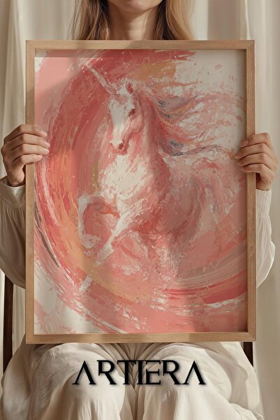 Artiera Πριγκίπισσα Όνειρο Μονόκερος Ροζ Πινέλο Ελαιογραφίας II Ξύλινος πίνακ...