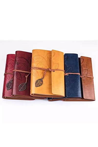 STUMBANNG دفتر تذكاري من الجلد المنقوش على شكل ورقة شجر