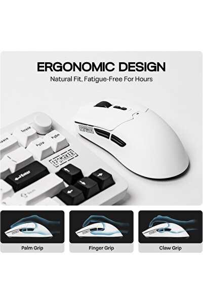 Epomaker Click Lite Wireless Gaming Mouse, 800–12,000 DPI, PAW3311, 500mAh, 59g, Tri-mode (White)