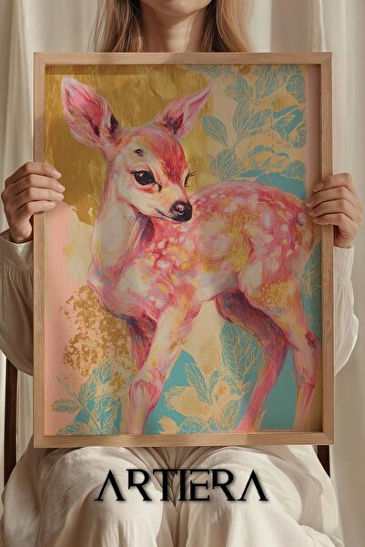 Artiera Ξύλινος πίνακας για κοριτσίστικο δωμάτιο Princess Dream Spotted Deer Cub