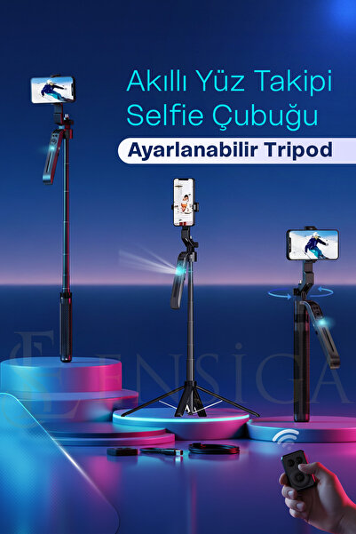 EN SİGA Yüz Oto Takip Sistemli Çok Amaçlı Bluetooth Kumandalı Akıllı Tripod +...
