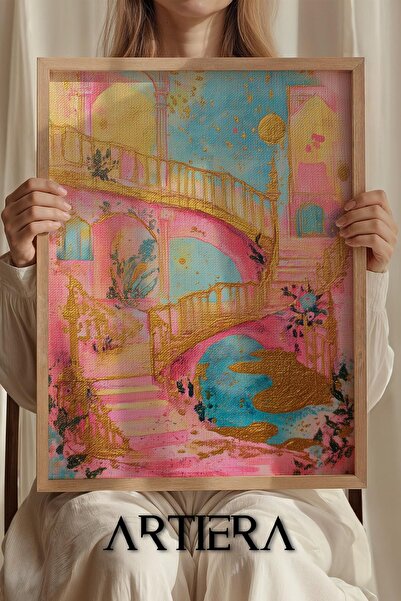Artiera Princess Dream Fairytale Castle Staircase Girl's Room Wooden Painting