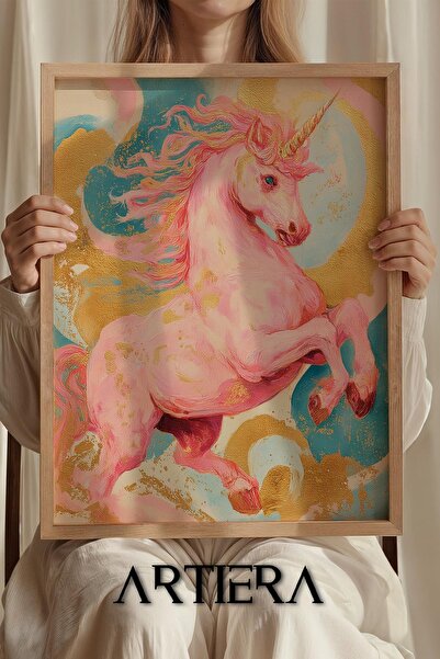 Artiera Princess Dream Galloping Unicorn Girl's Room Wooden Painting