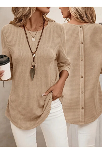 MetuCA Γυναικεία μπλούζα με μακρύ μανίκι με κουμπιά στην πλάτη, με λαιμόκοψη ...