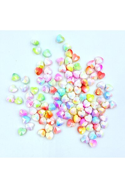 yiğit aksesuar Heart Model Perforated Colored Jewelry Beads 100 Pieces