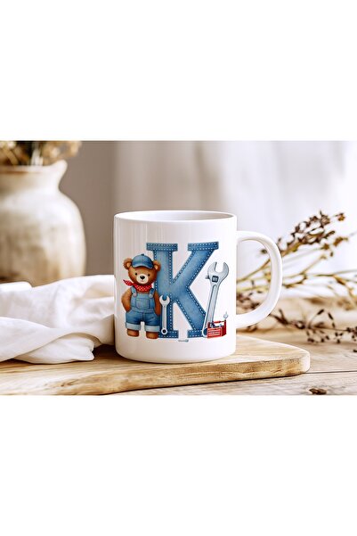 Beramussa Letter K Repairman Teddy Bear Figured Mug - Alphabet Letter Design ...
