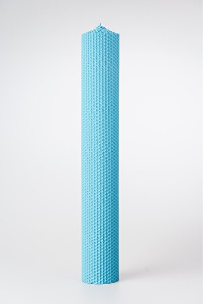 CRL Lumânare de nuntă și botez, model fagure de miere, albastră, H40 cm - A6 cm