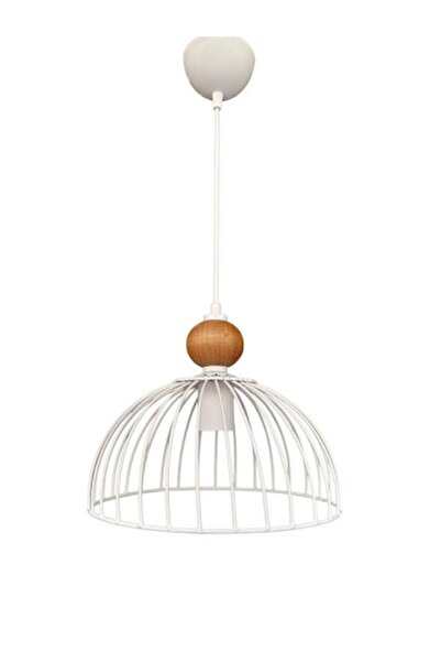 DEDE TEKLİ CESTA SARKIT AVİZE BEYAZ STATİK BOYALI AHŞAPLI