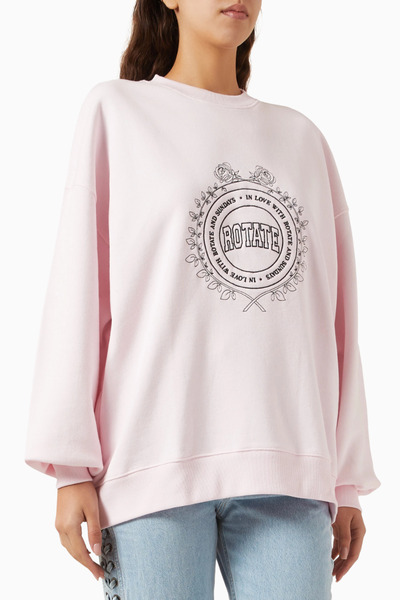 Rotate birger christensen Heavy Organic Denim Pink, Oversize Printed Women's ...