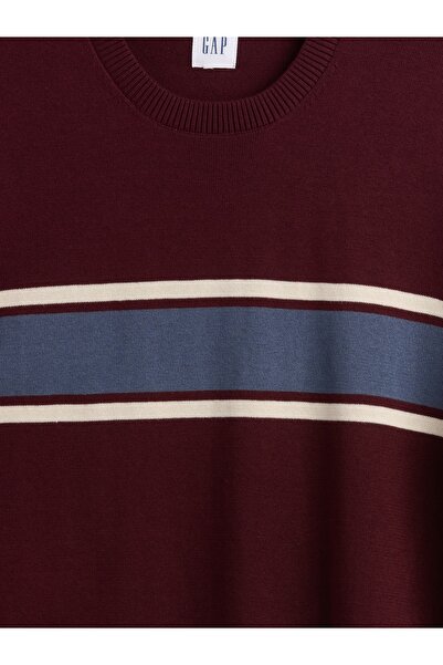 GAP Erkek Kırmızı Çizgili Bisiklet Yaka Kazak