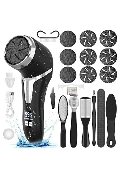 MACASORE Pilă electrică profesională pentru picioare , pentru tălpi și călcâie, 9 role, negru