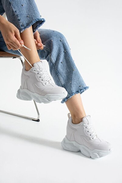 Lady Λευκά γυναικεία αθλητικά παπούτσια με τακούνι