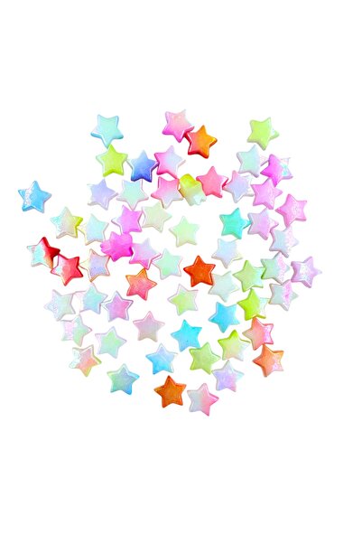 yiğit aksesuar Star Model Perforated Colorful Jewelry Beads 100 Pieces