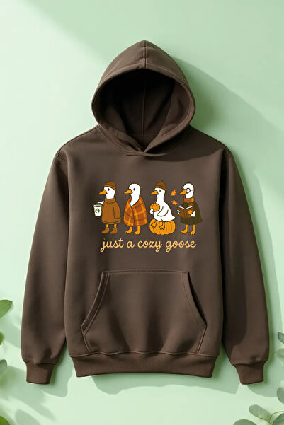 Vordevia Hanorac Just A Cozy Goose cu imprimeu din bumbac cu 3 fire O supradi...