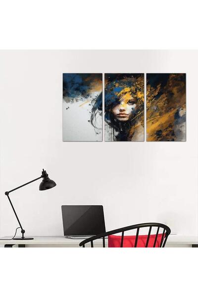 Generic لوحه جداريه مودرن رسمة إمرأه - 24143 - مقسمه ثلاثة قطع