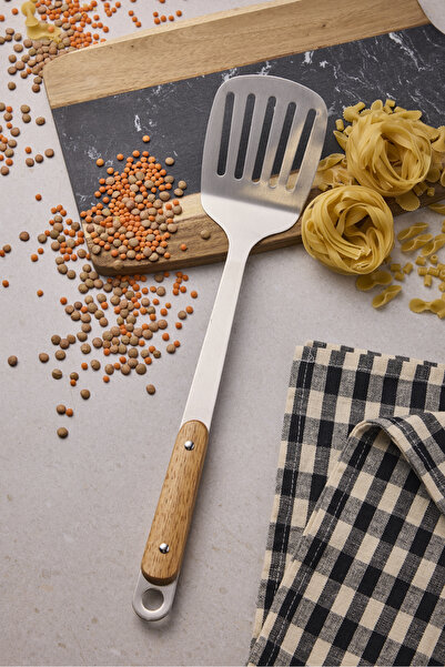 Perotti Gaia Silver Wooden Handle 5 Piece Serving Set 18/10 Stainless Steel