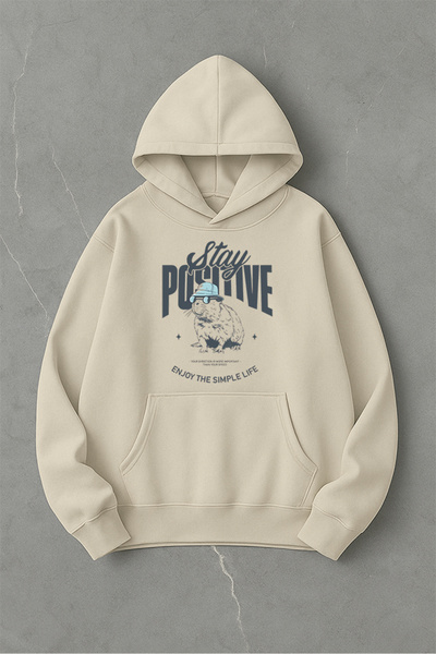 LORVEX Rămâi pozitiv Imprimeu frontal Oversize Unisex Swea tricou