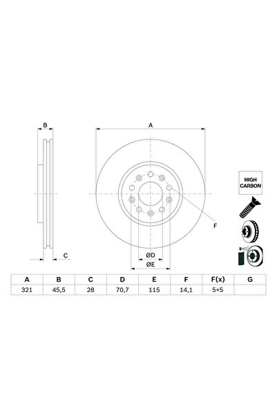 Bosch Спирачен диск Opel Insignia B Country Tourer/Insignia B Grand