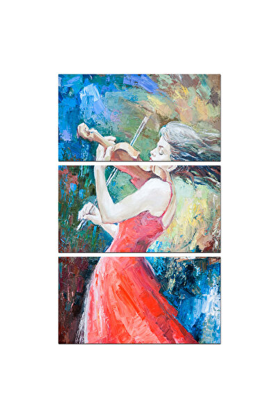 Generic لوحه جداريه - إمرأه تعزف الكمان - 1533 - مقسمه ثلاثة قطع