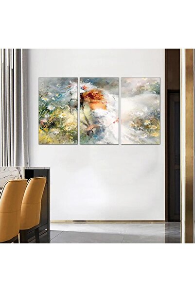 Generic لوحه جداريه مودرن رسمة إمرأة مع حصان - 24080 - مقسمه ثلاثة قطع