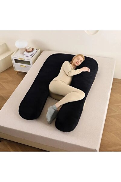 Kardett Μαύρο μαξιλάρι εγκυμοσύνης - Μαξιλάρι εγκυμοσύνης σε σχήμα U για πλήρ...